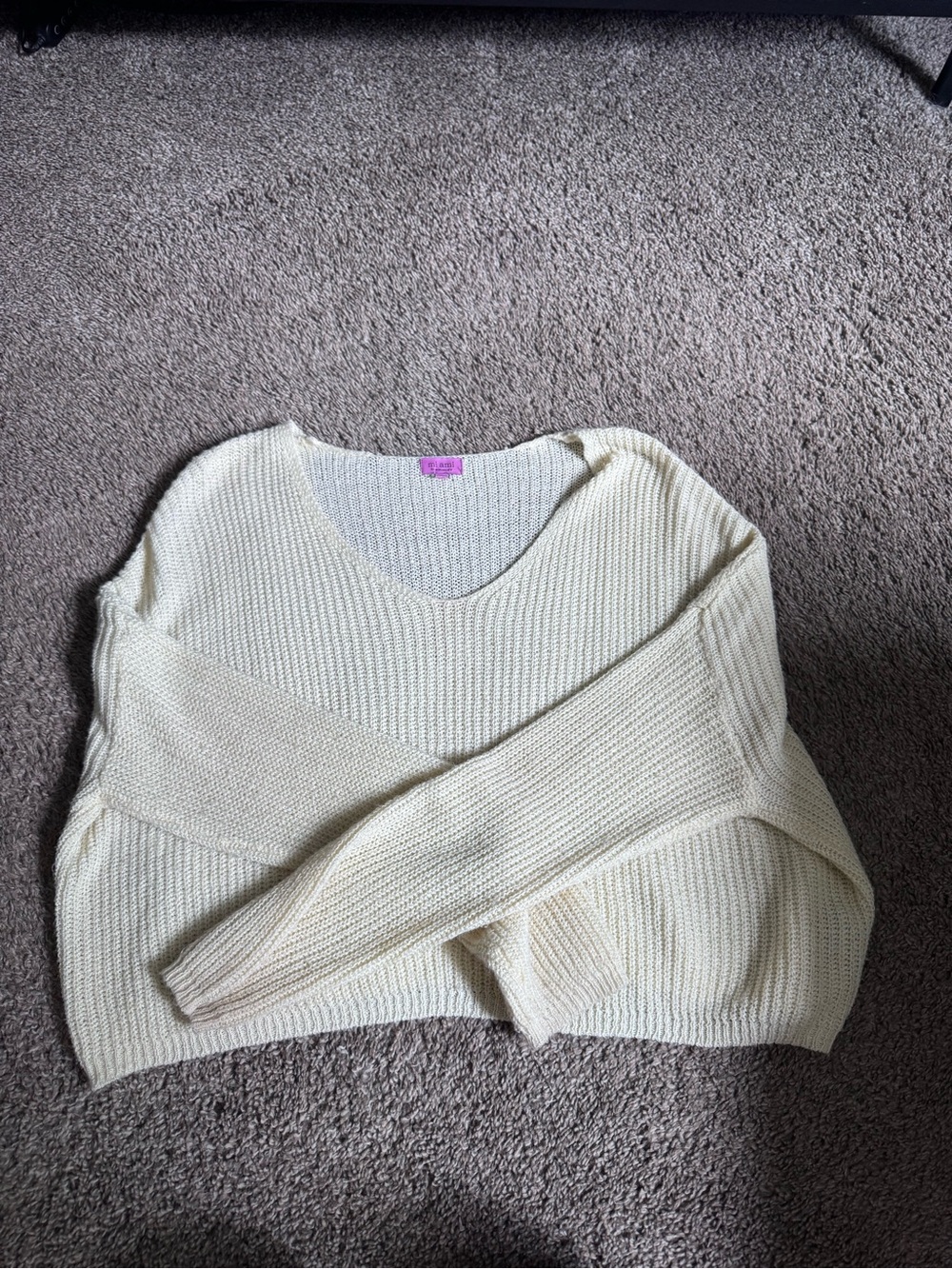 Butter yellow V-Neck Knit Sweater